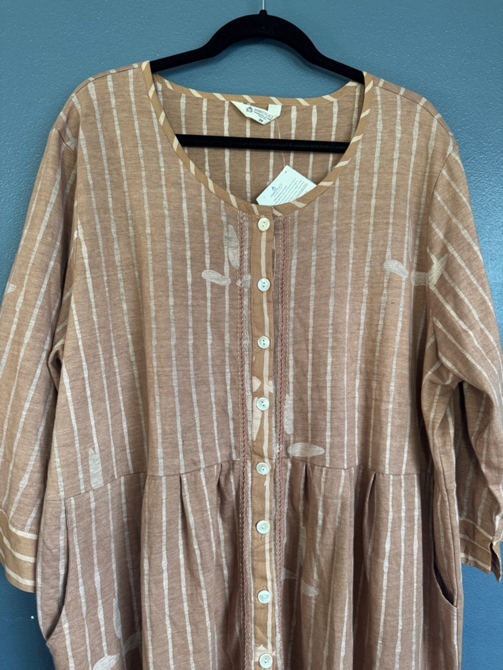 Button-Front Striped 100% Cotton Shirt - Picture 3 of 8